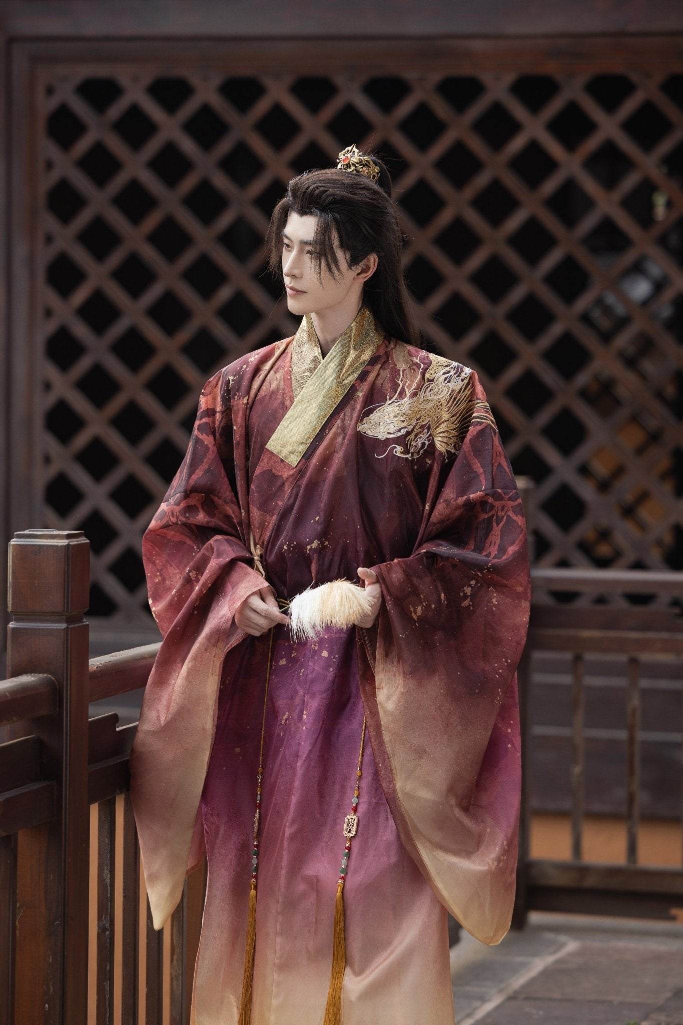 purple robe chinese wuxia clothes men's hanfu -Jianxi Hanfu