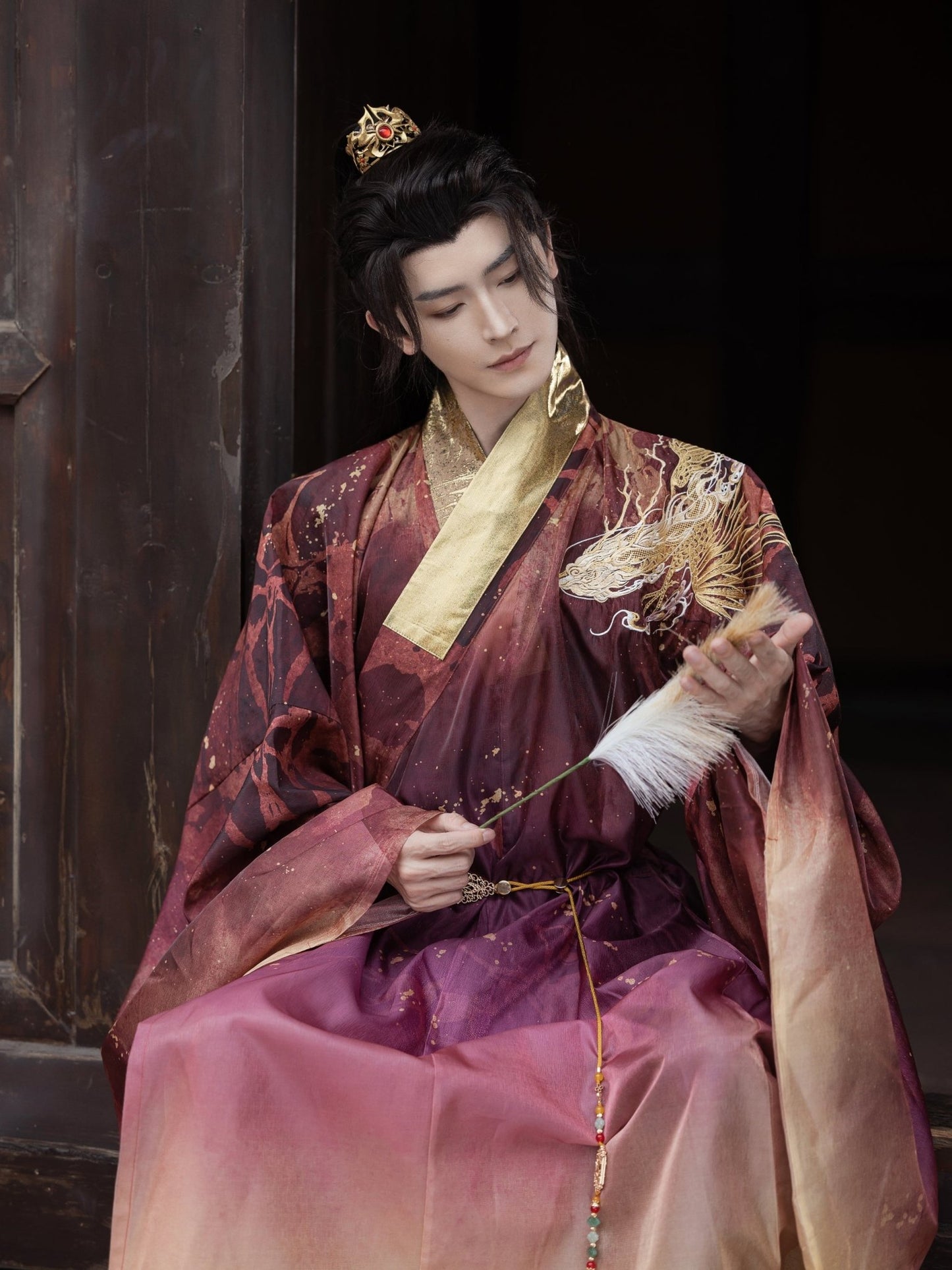 purple robe chinese wuxia clothes men's hanfu -Jianxi Hanfu