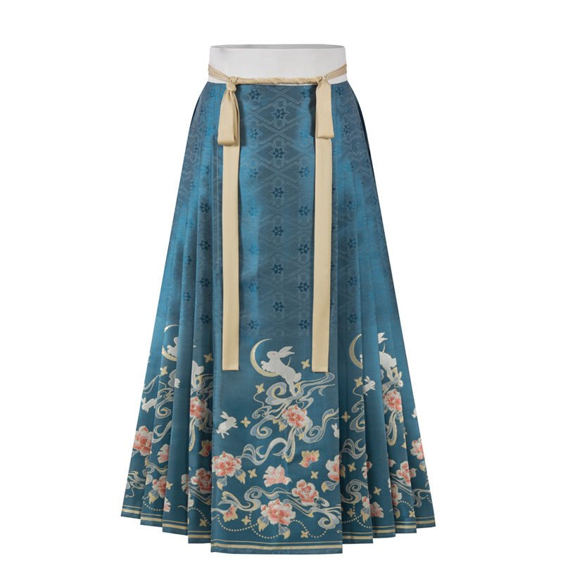 blue mamian skirt ming dynasty clothing-Jianxi Hanfu