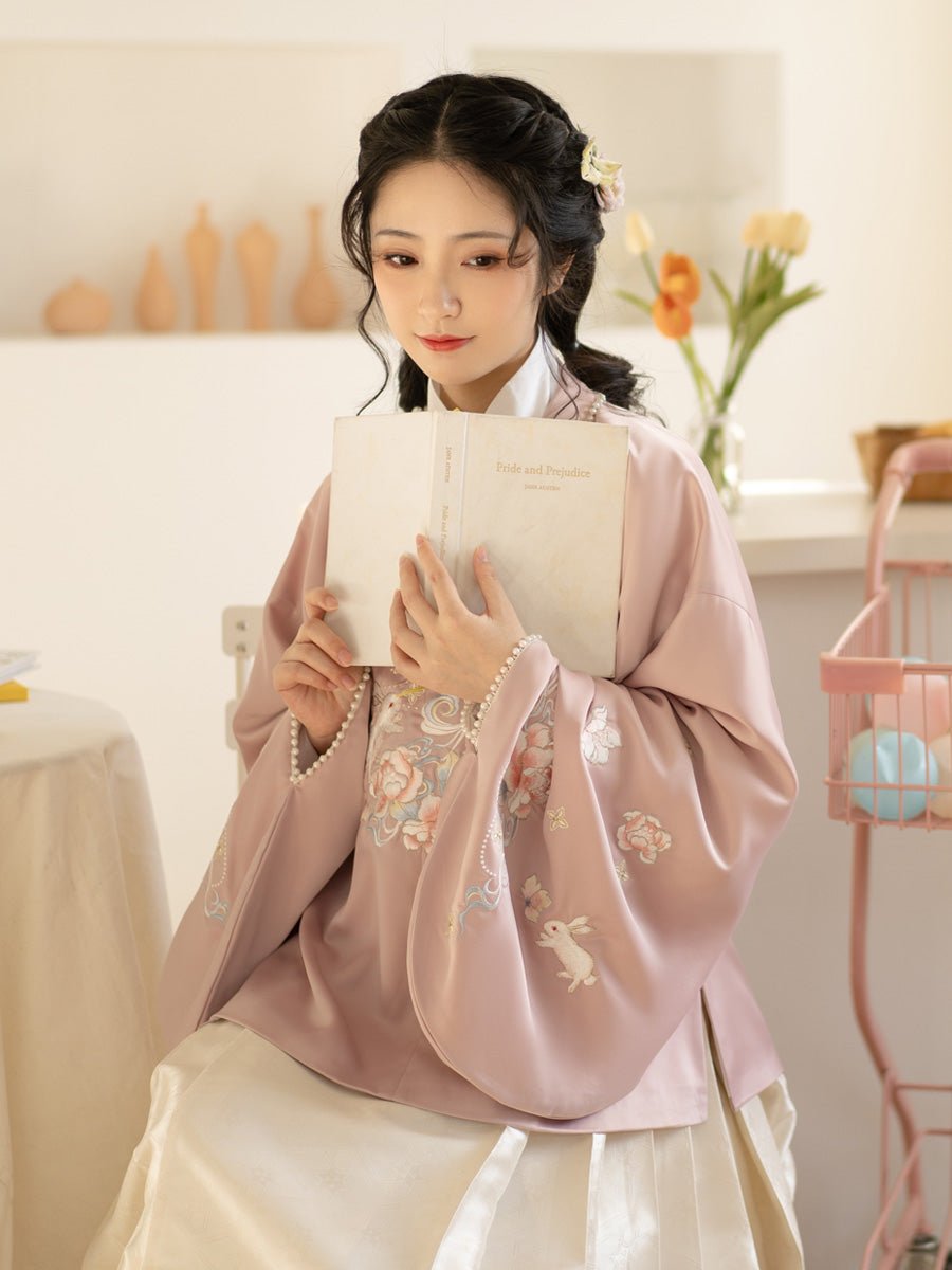 yellow round collar top yellow horse face skirt-Jianxi Hanfu