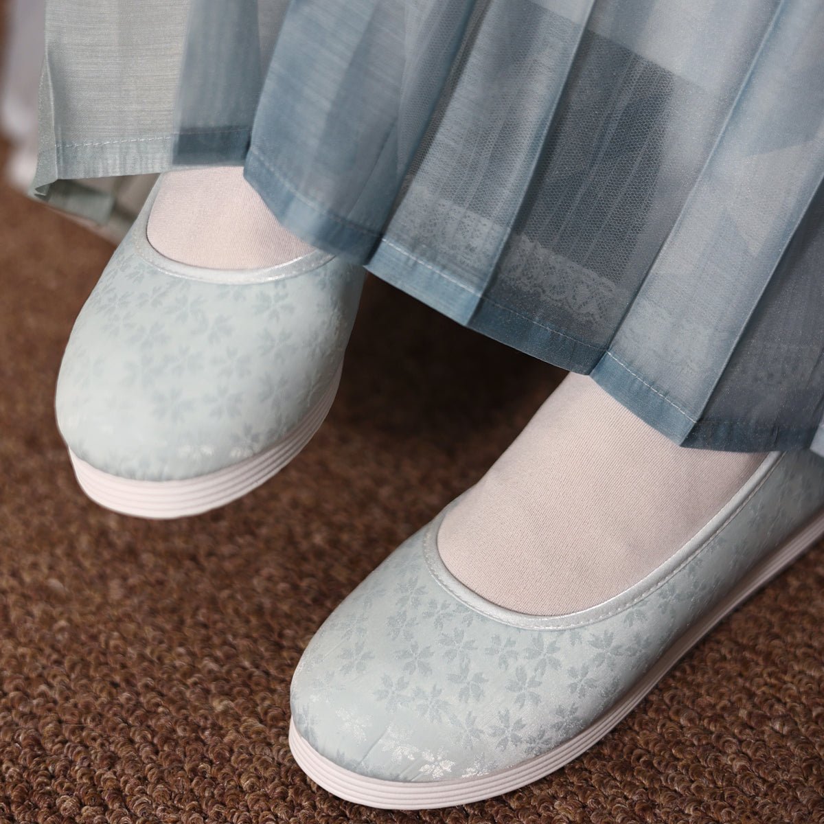 song dynasty cloth blue hanfu shoes-Jianxi Hanfu