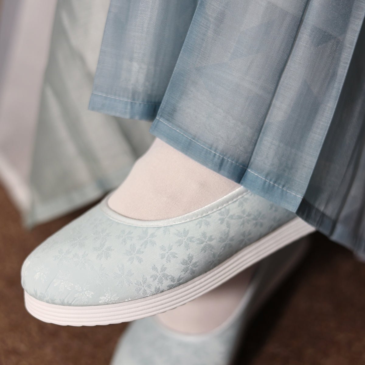 ming dynasty fashion blue hanfu shoes-Jianxi Hanfu
