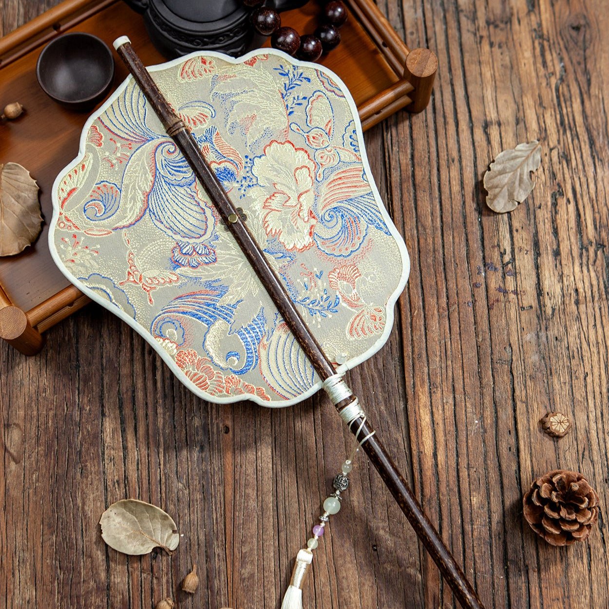 yellow northern wei dynasty clothing chinese folding fan-Jianxi Hanfu