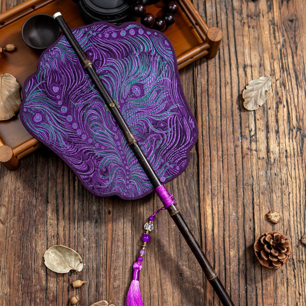 purple northern wei dynasty clothing chinese folding fan-Jianxi Hanfu