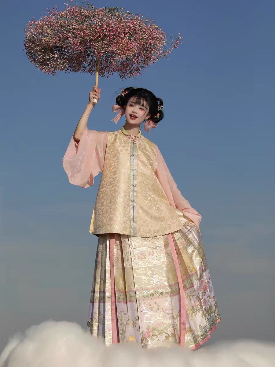 pink ming dynasty girls' hanfu shirt-Jianxi Hanfu