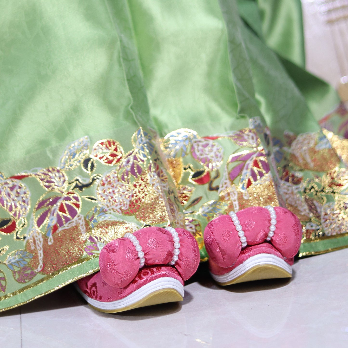 tang dynasty hanfu shoes pink shoes-Jianxi Hanfu