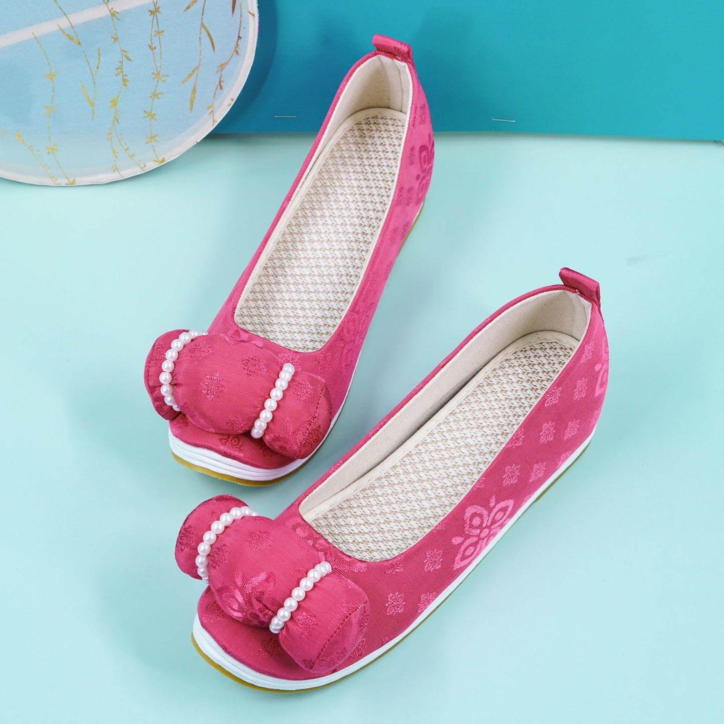 pearl hanfu shoes pink women's shoes-Jianxi Hanfu