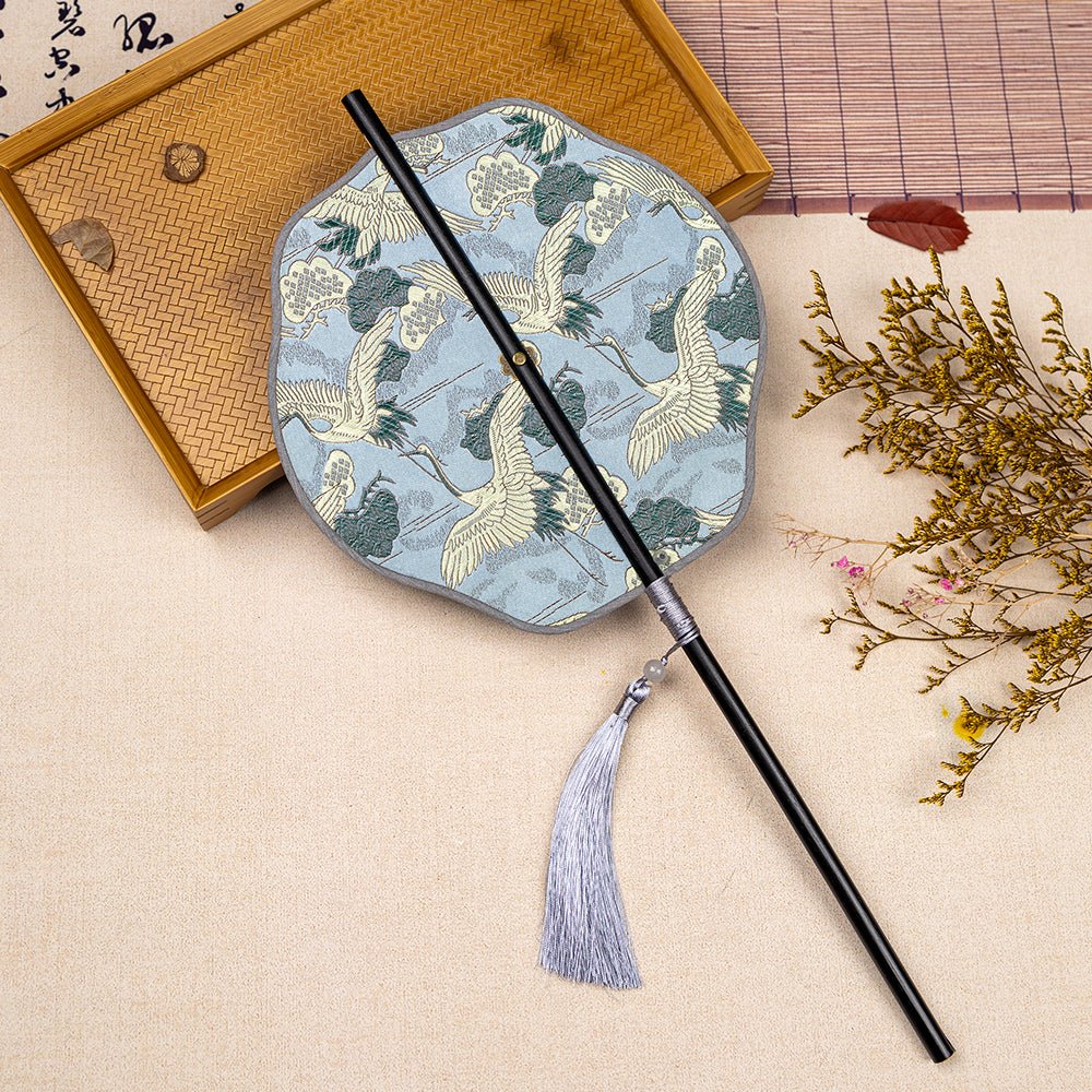 crane hand fan waist fan cheongsam dress -Jianxi Hanfu