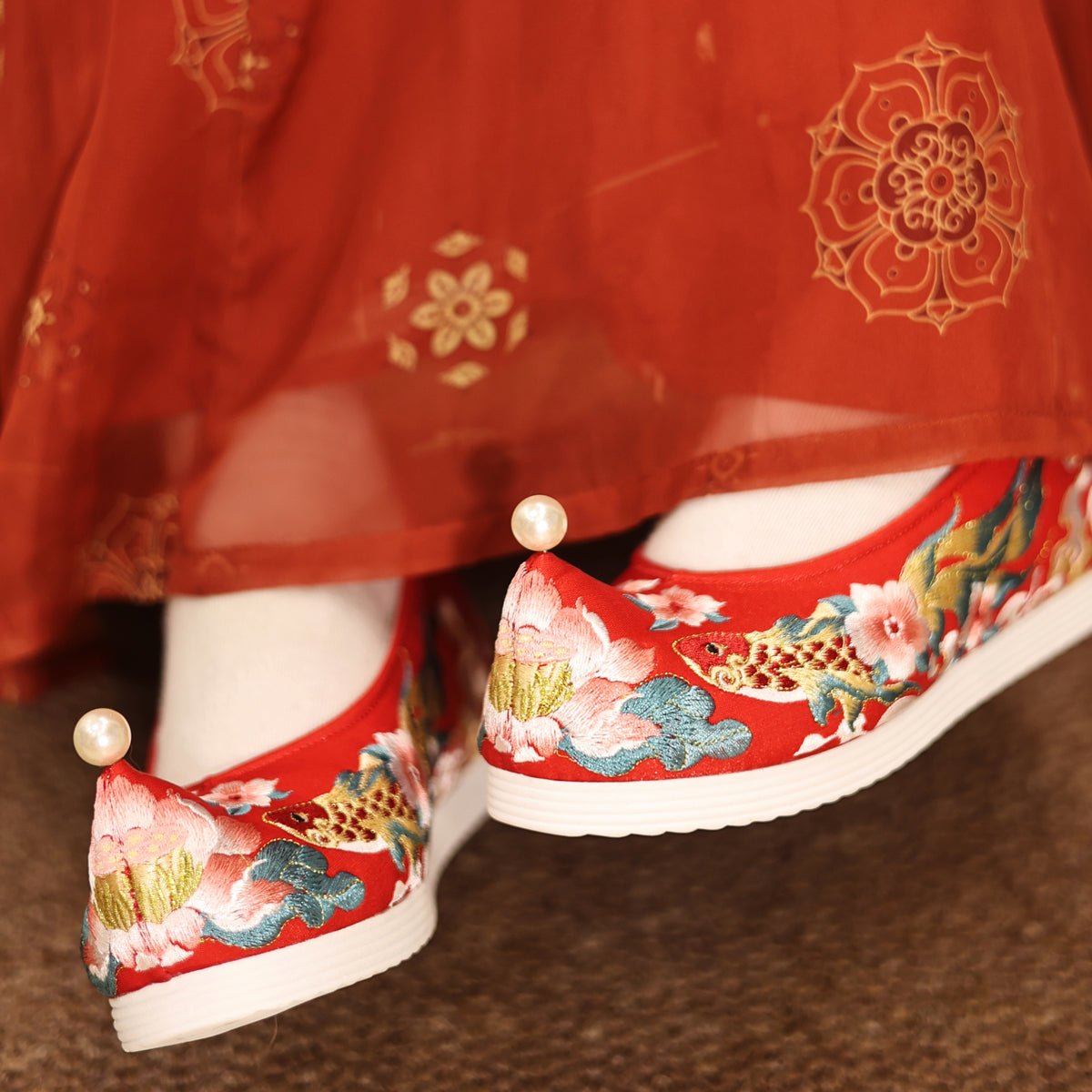women's red shoes chinese wedding hanfu shoes -Jianxi Hanfu