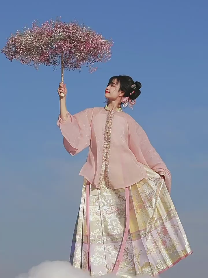 pink ming dynasty hanfu shirt-Jianxi Hanfu