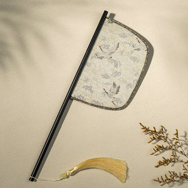qin han dynasty chinese hand fan crane waist fan-Jianxi Hanfu