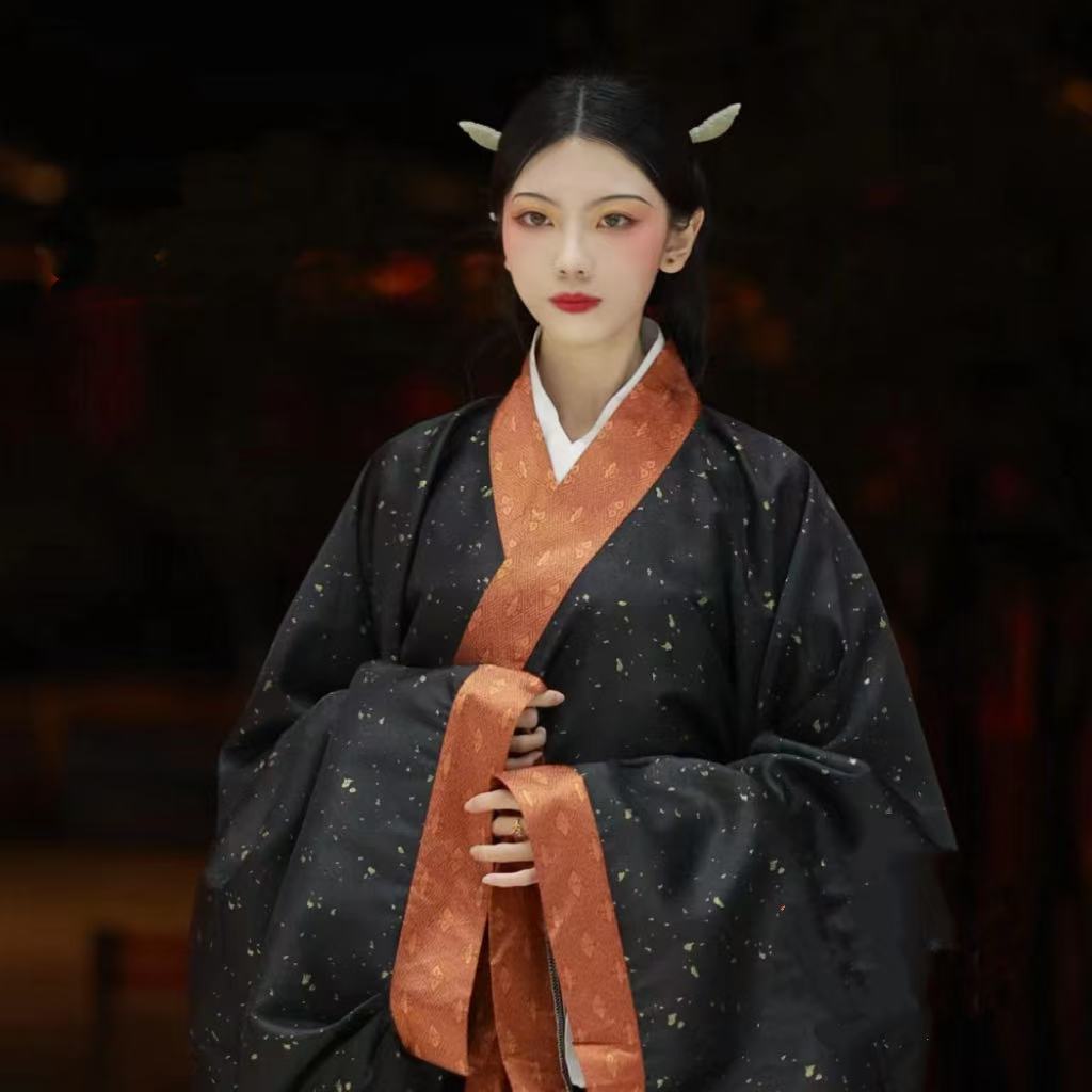 black warring state robe Chinese Hanfu clothes- Jianxi Hanfu