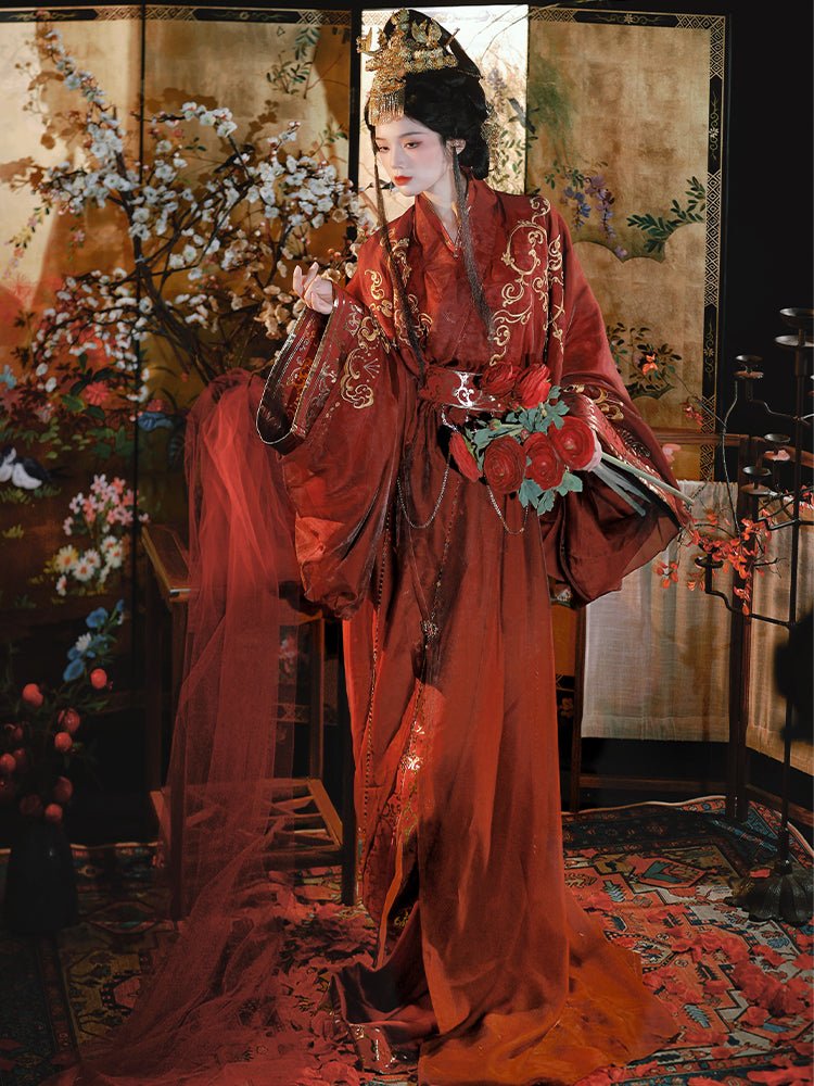 qin han dynasties women's hanfu zhiju robe - Jianxi Hanfu