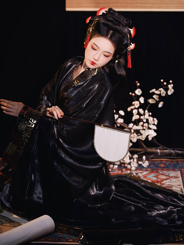 warring states period black robe Chinese traditional woomen's robe- Jianxi hanfu