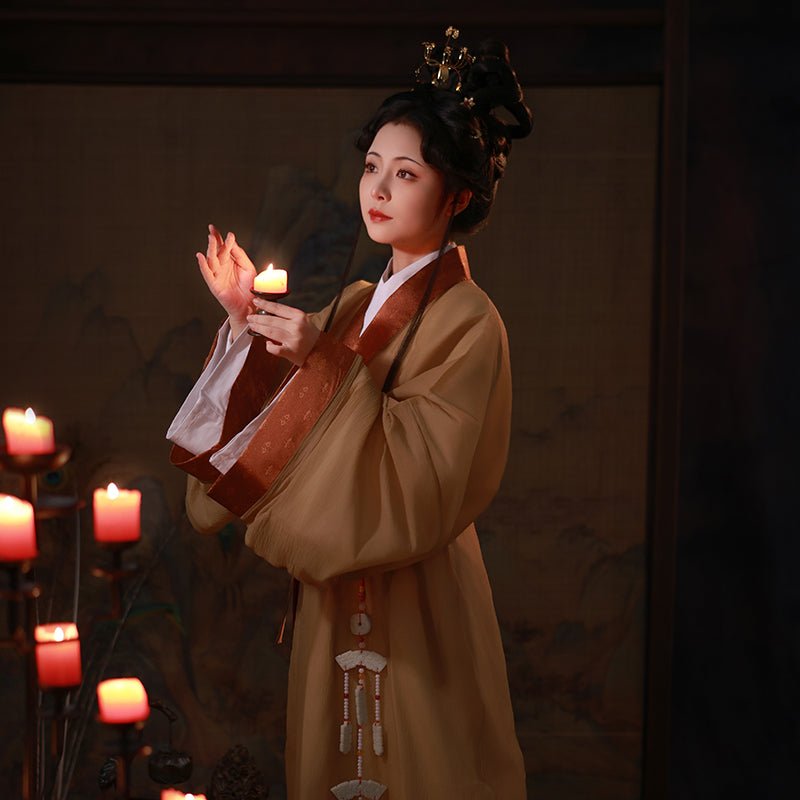 yellow robe Chinese warring state period women's summer robe-Jianxi Hanfu