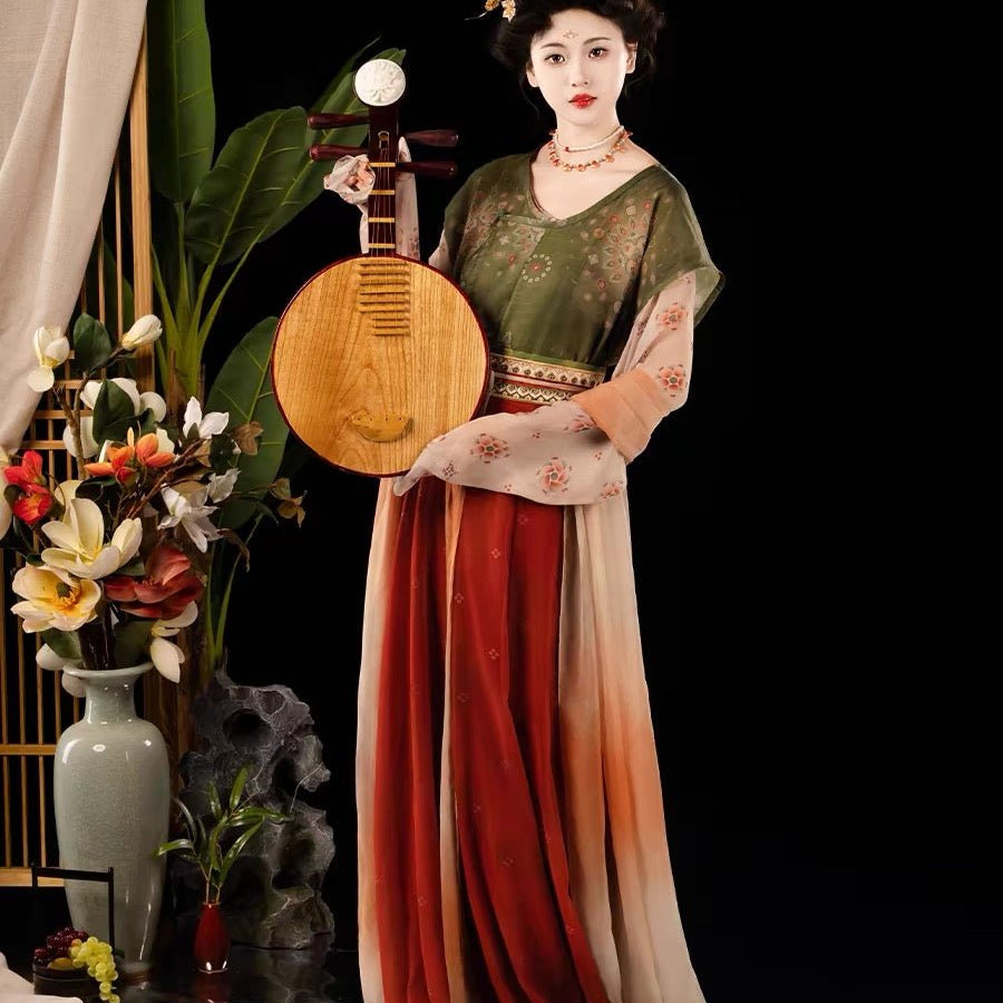 green/red qiyao ruqun girls summer dress-Jianxi Hanfu