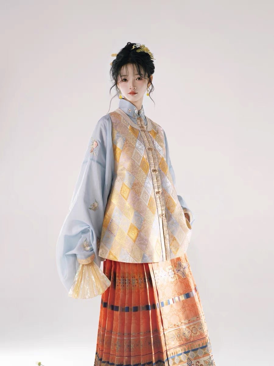 blue girls mamian skirt spring dress-Jianxi Hanfu