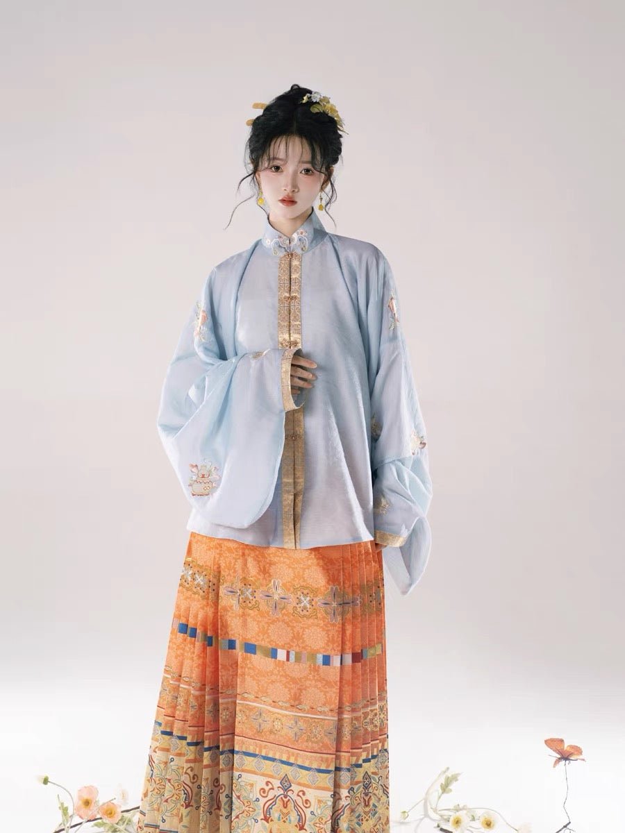 blue mamian skirt spring dress-Jianxi Hanfu