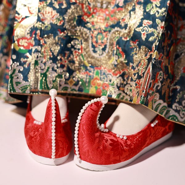 bride wedding shoes red chinese shoes-Jianxi Hanfu