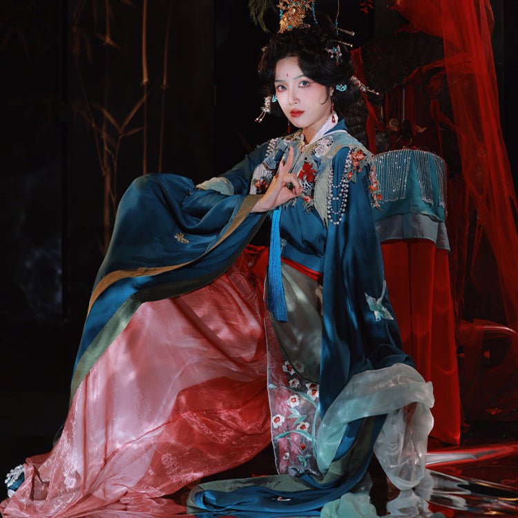 blue ru shirt women's hanfu ruqun dress - Jianxi Hanfu