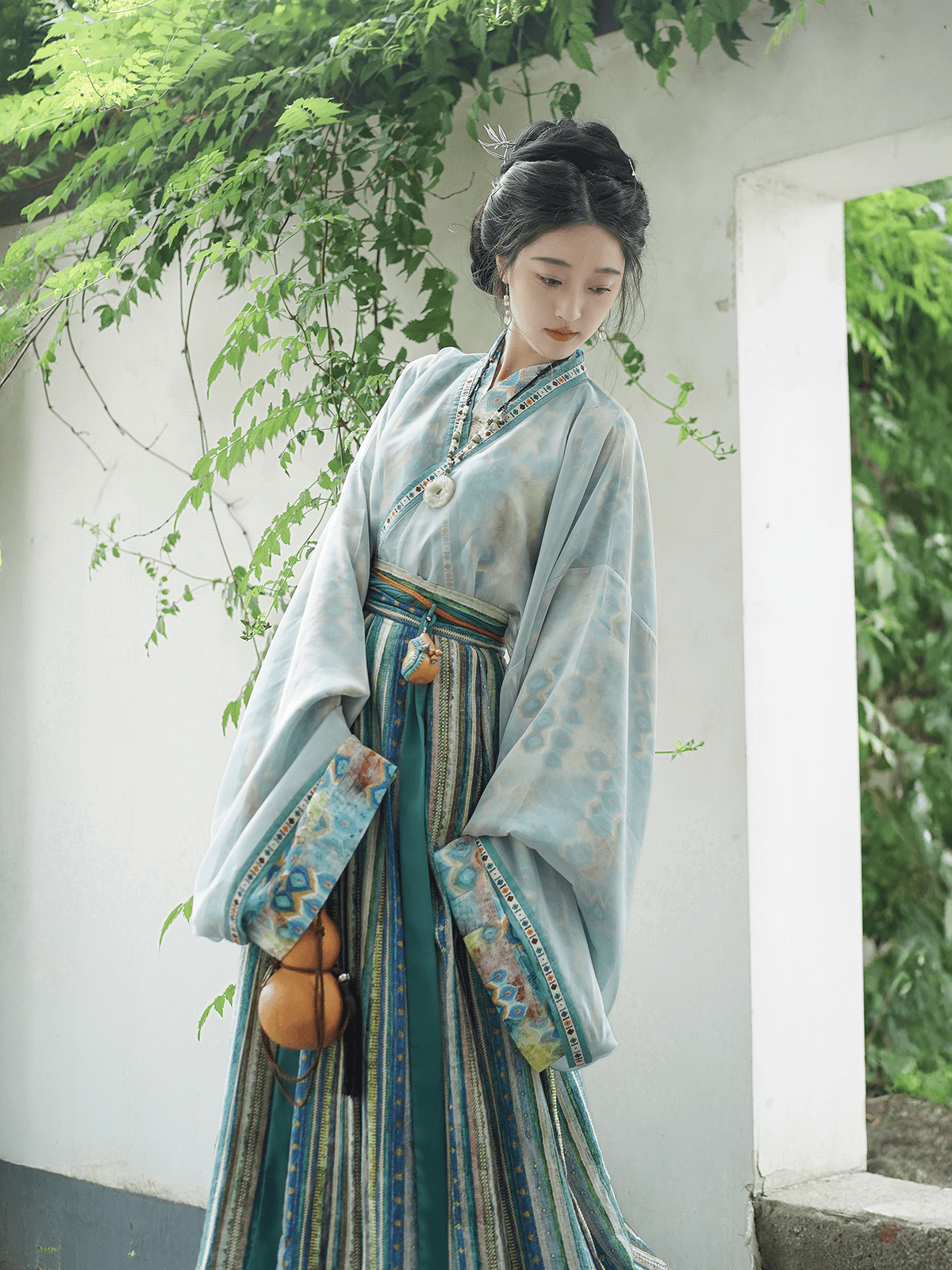 northern wei dynasty clothing women's blue ruqun - Jianxi Hanfu