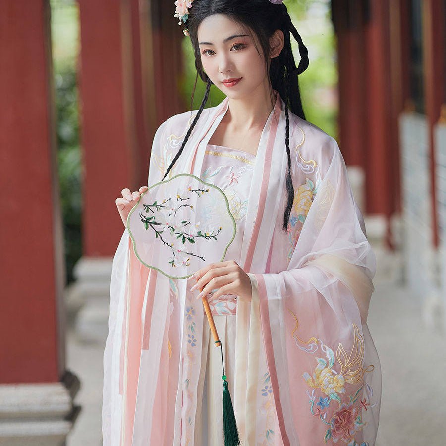 song dynasty owmen's plus size hanfu pink ruqun dress - Jianxi Hanfu