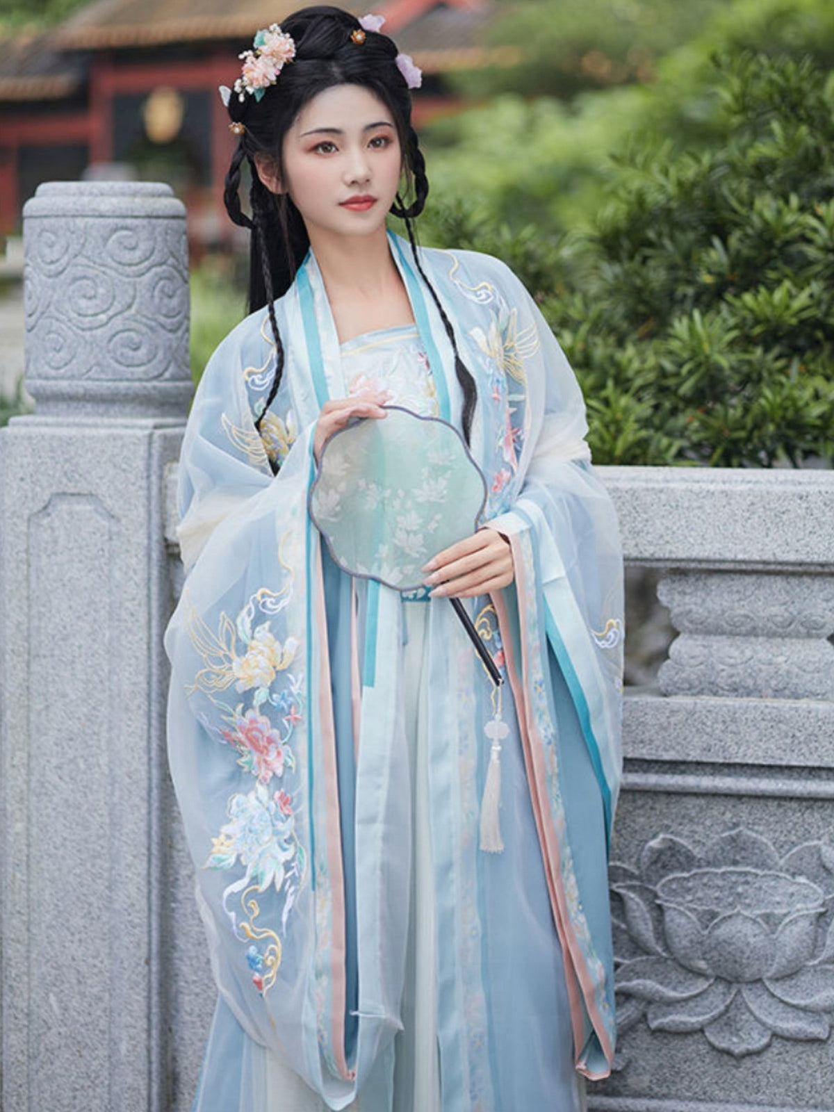 song dyansty women's plus size hanfu blue daxiushan shirt - Jianxi Hanfu