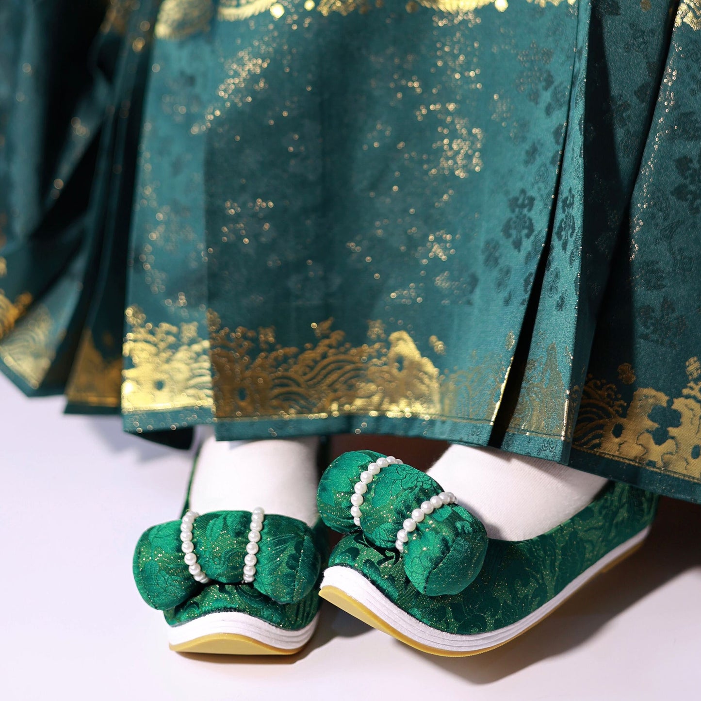 women's green shoes chinese traditional hanfu shoes - Jianxi Hanfu