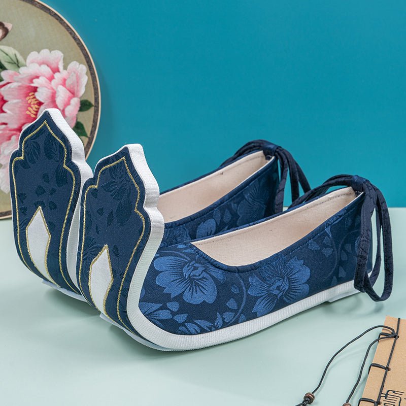 northern wei dynasty clothing blue hanfu shoes-Jianxi Hanfu