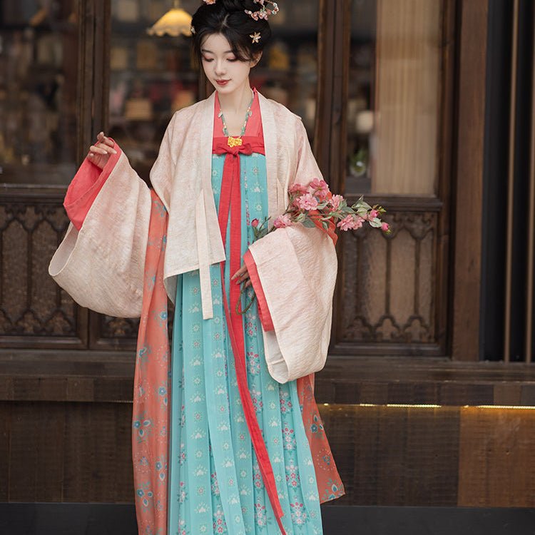 chinese tang dynasty women's spring hanfu clothes green ruqun dress - Jianxi Hanfu