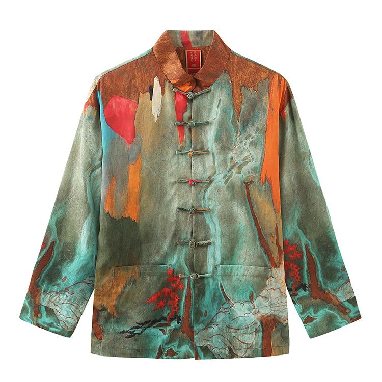 green jacket chinese tang suit-Jianxi Hanfu