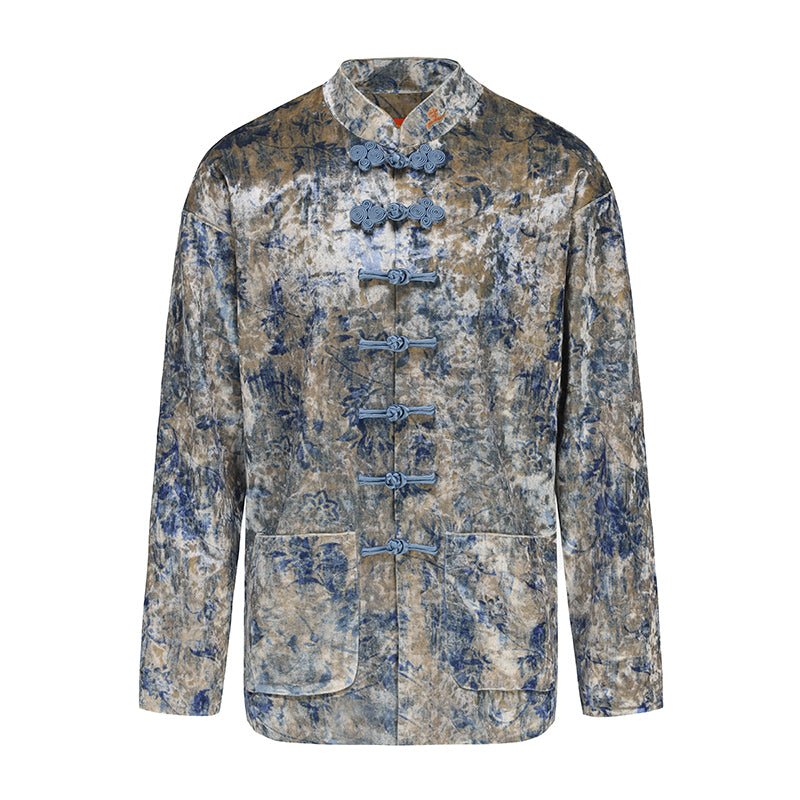 silk jacket blue tang suit male clothes-Jianxi Hanfu
