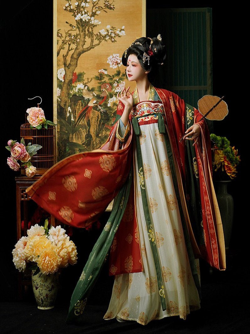 chinese tang dynasty women's plus size hanfu dress yellow ruqun - Jianxi Hanfu