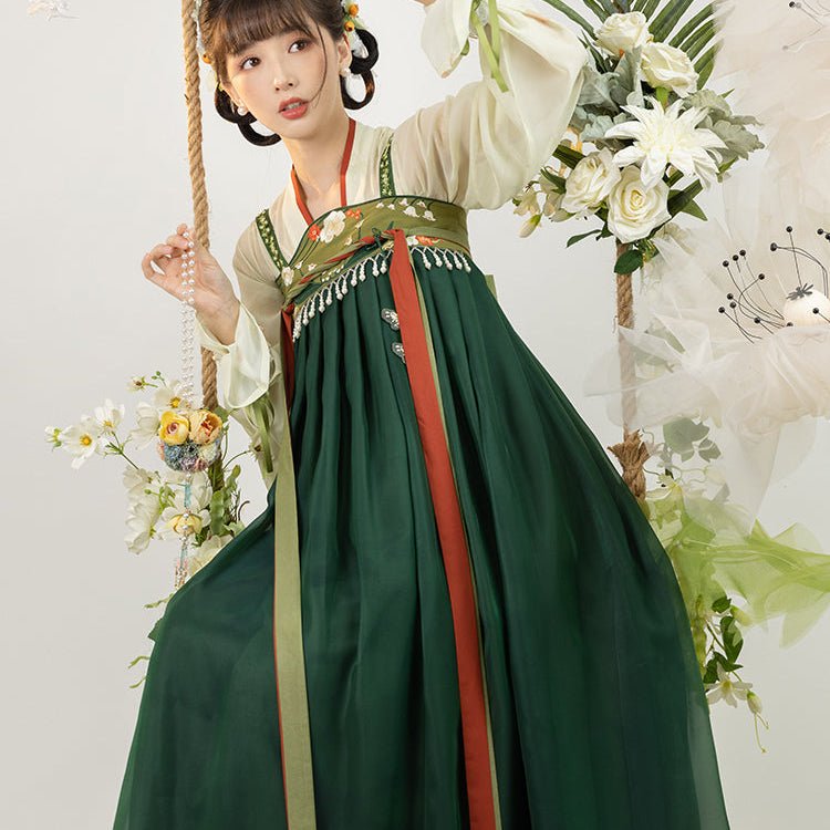 Chinese Style Spring/Autumn Clothes Green Qixiong Ruqun Dress Chinese Style Spring/Autumn Clothes Green Qixiong Ruqun Dress