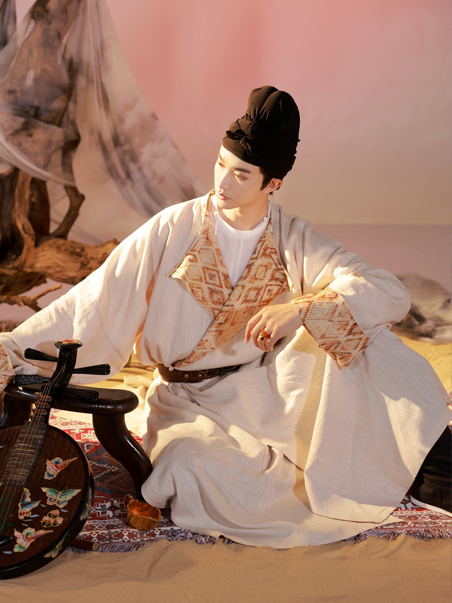tang dynasty male hanfu round collar robe- Jianxi Hanfu
