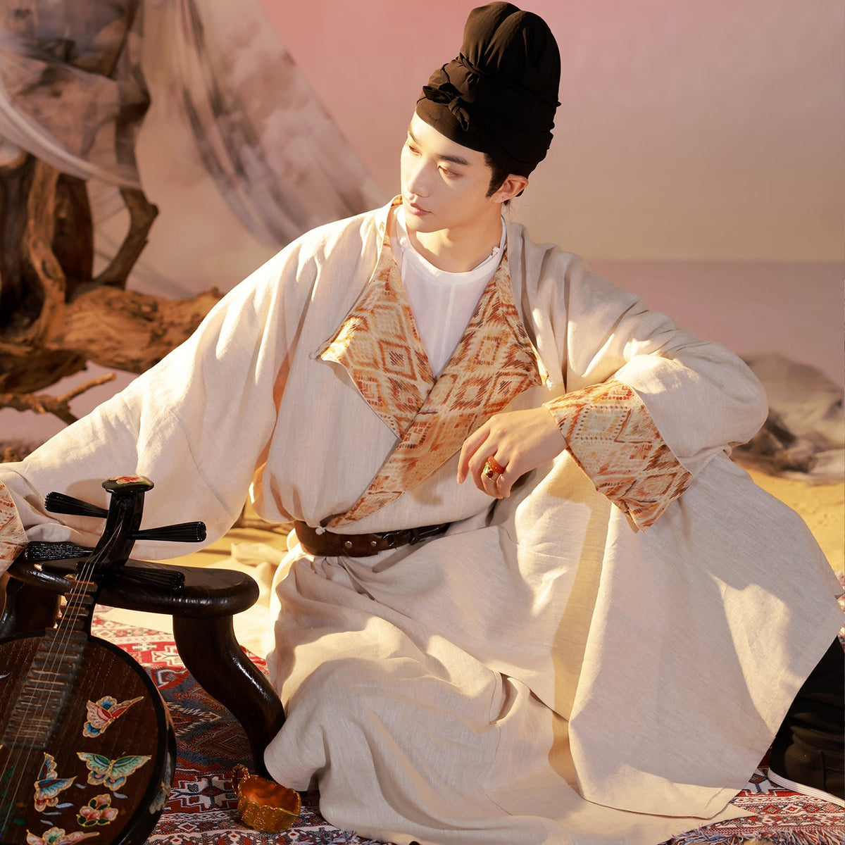 tang dynasty male hanfu round collar robe- Jianxi Hanfu