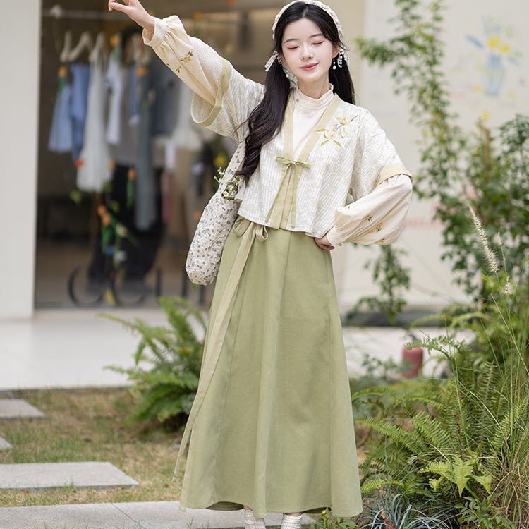 Tang Dynasty Spring/Autumn Clothes Green Ruqun Dress