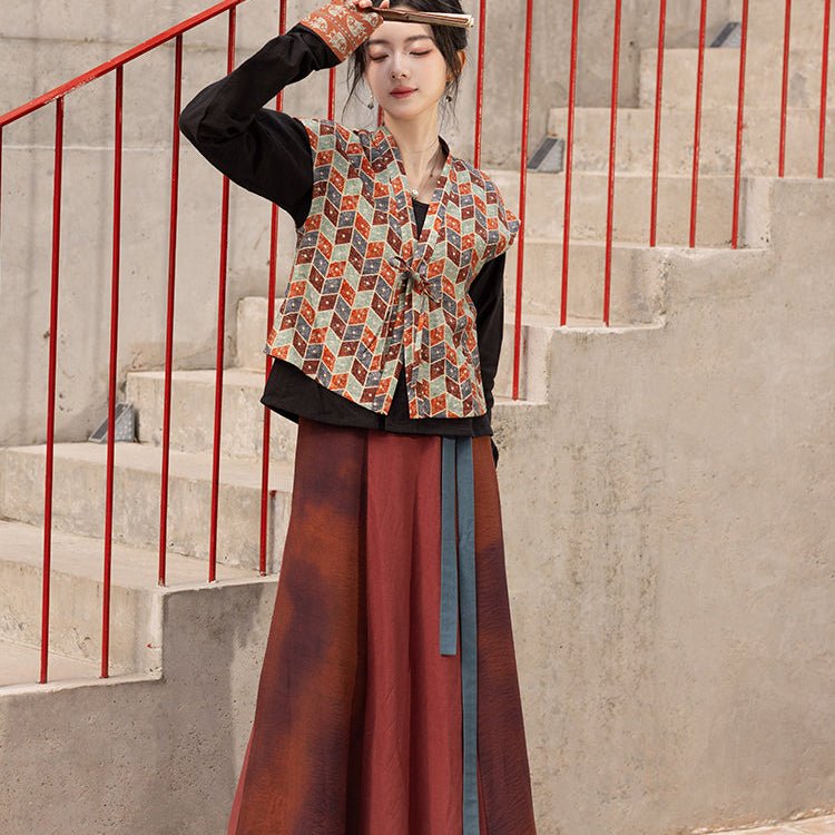 tang dynasty womens hanfu red ruqun dress - Jianxi Hanfu