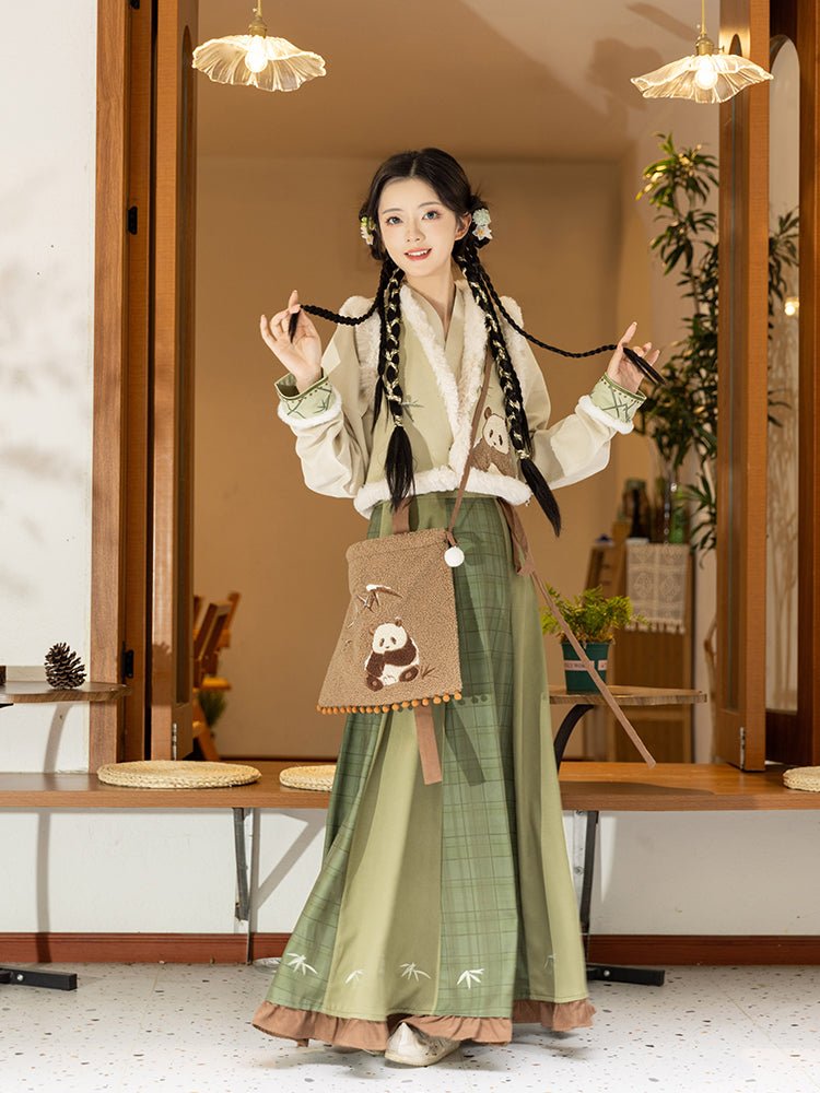 tang dynasty women's winter hanfu green beizi - Jianxi Hanfu