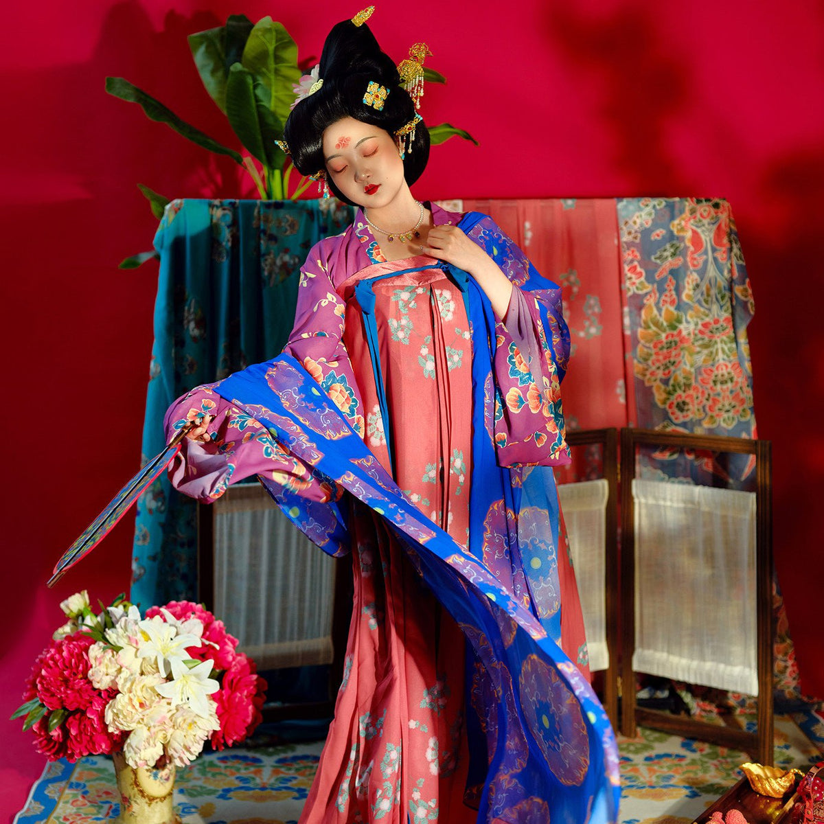 tang dynasty women's plus size hanfu red ruqun dress- Jianxi Hanfu