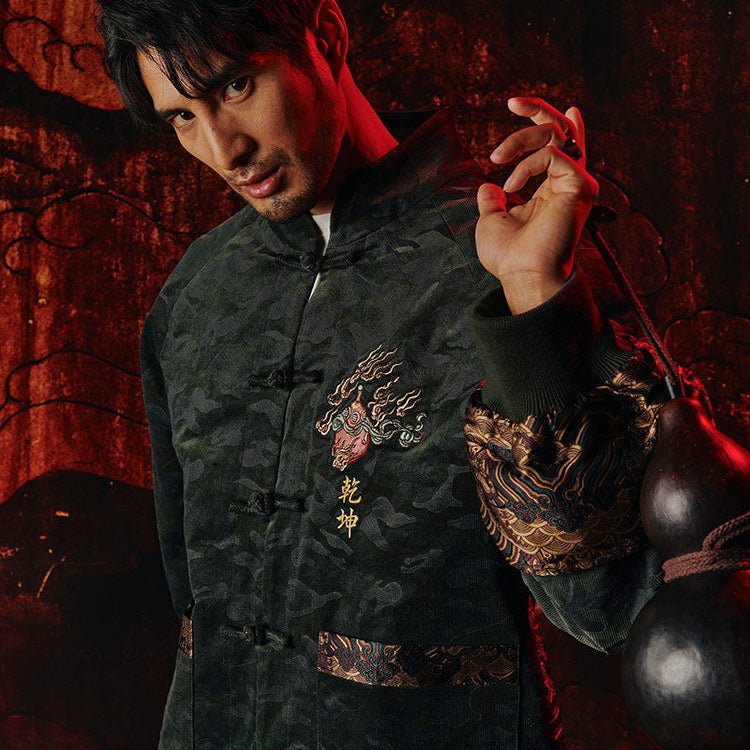 chinese black tang suit male hanfu jacket- Jianxi Hanfu