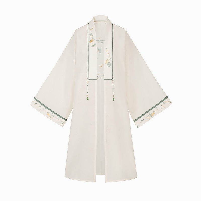 white changshan hanfu dress women's spring/ autumn clothing-Jianxi Hanfu