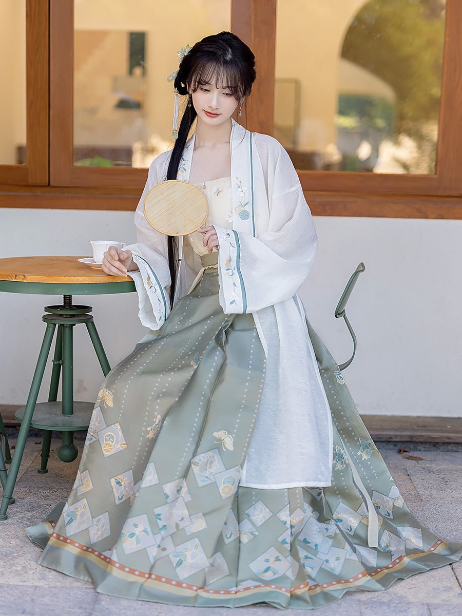 white mamian skirts hanfu dress women's spring/ autumn clothing-Jianxi Hanfu