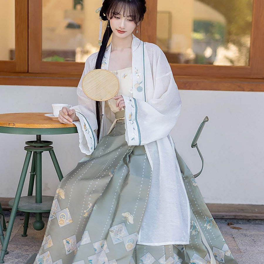 white mamian skirts hanfu dress women's spring/ autumn clothing-Jianxi Hanfu