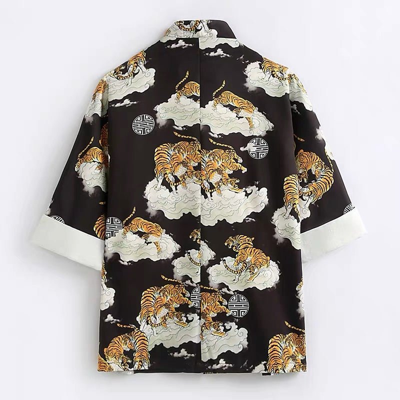 tiger Pattern tang suit men's shirt-Jianxi Hanfu