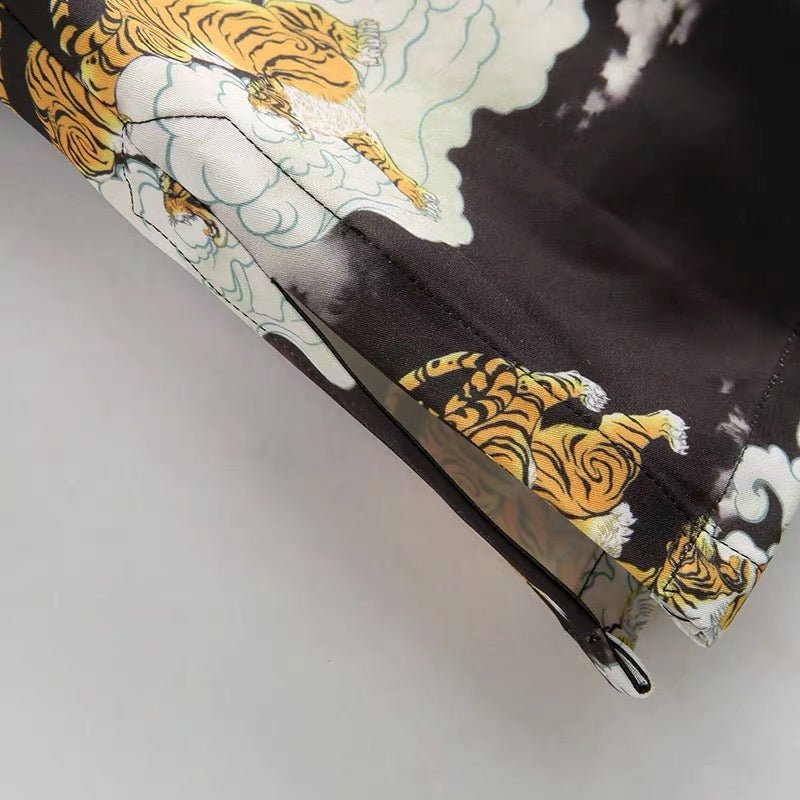 tang suit tiger Pattern chinese clothes men's shirt-Jianxi Hanfu