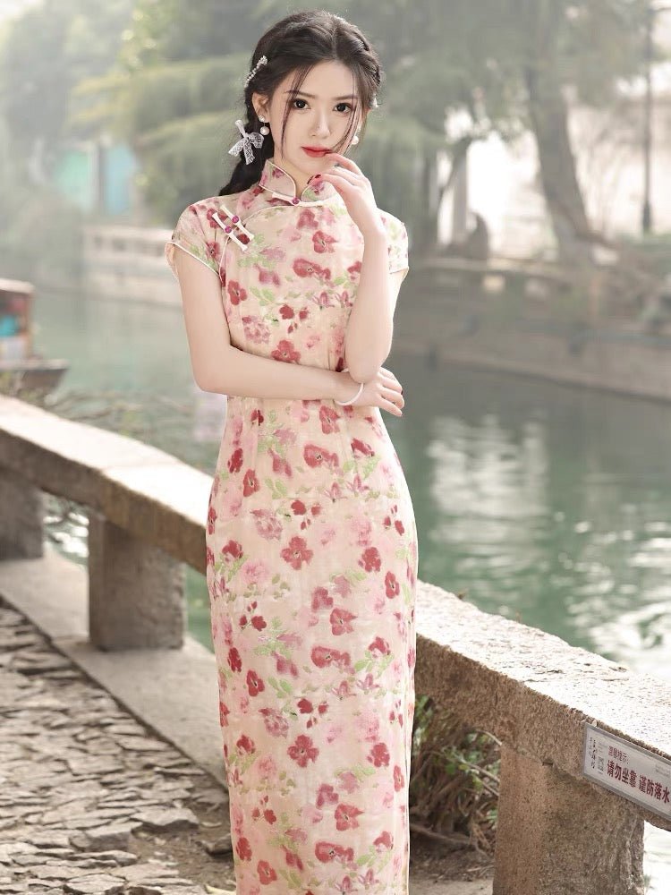 Vintage and Elegant Sleeveless Qipao Cheongsam Sui Hua - Jianxi Hanfu