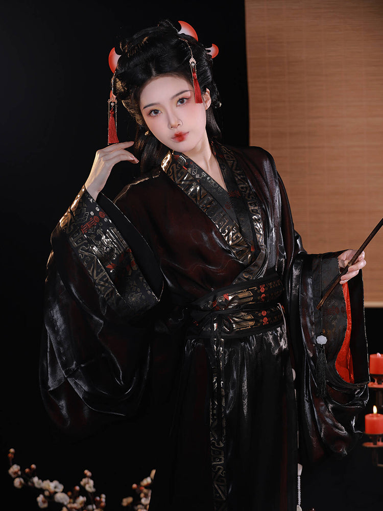 northern wei dynasty clothes black hanfu robe - Jianxi Hanfu