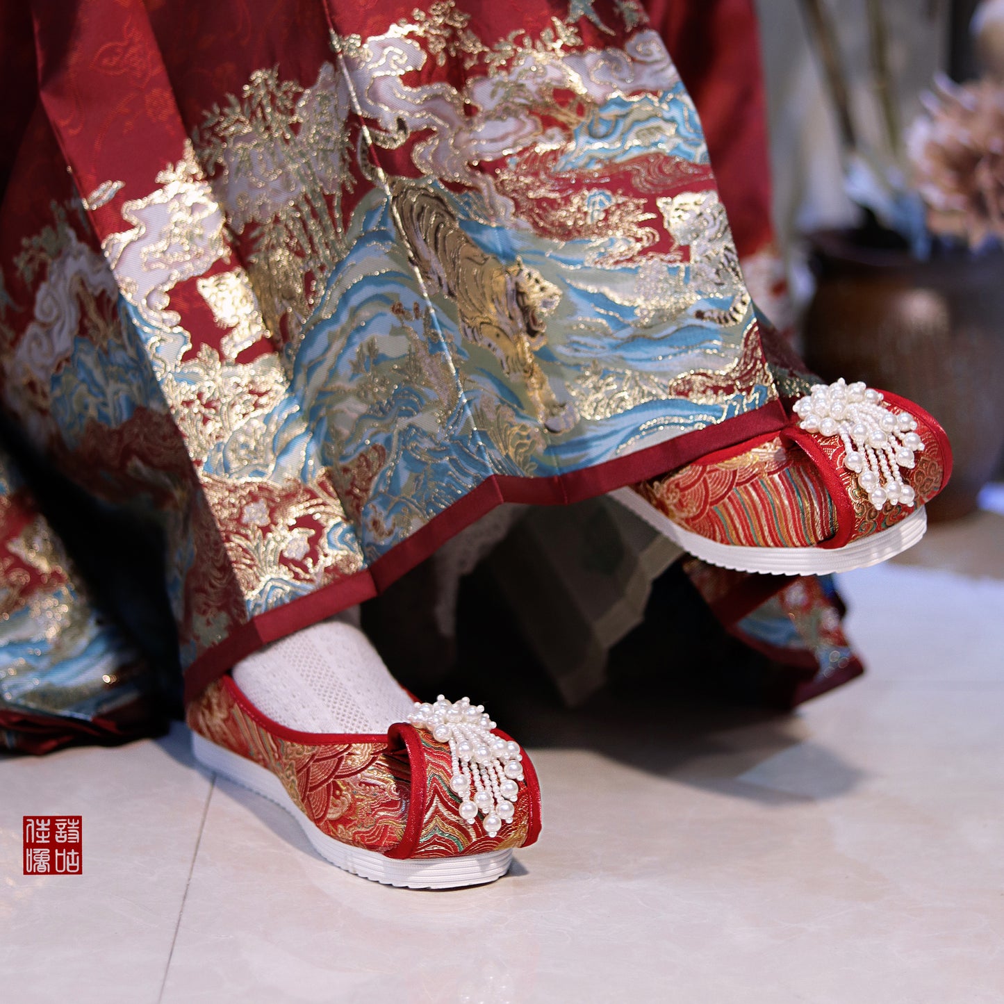 hot sale women wedding shoes red shoes-Jianxi Hanfu