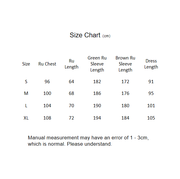 ru garment size-Jianxi Hanfu